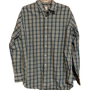 Peter Millar Mens Long Sleeve Button Down Shirt Sz Large Plaid Check 100% Cotton